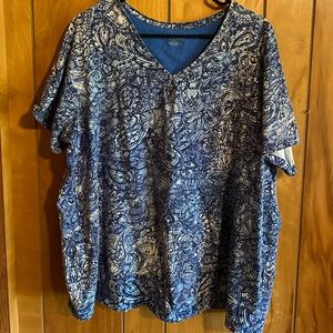 Catherine’s 1X Various shades of blue printed top